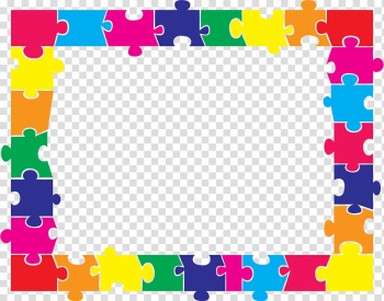 Multicolored jigsaw puzzle piece border illustration, Jigsaw Puzzles Paper , orange frame transparent background PNG clipart