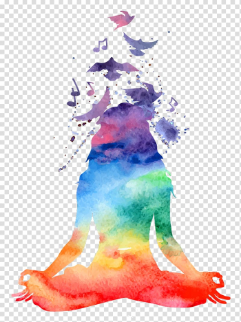 Multicolored painting, Chakra Meditation Watercolor painting Yoga, Yoga transparent background PNG clipart