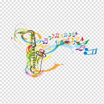 Multicolored saxophone illustration, Saxophone Music festival , Color saxophone transparent background PNG clipart