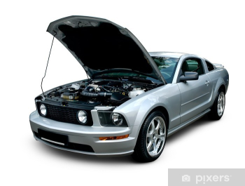 Muscle Car with Open Hood Wall Mural • Pixers® - We live to change