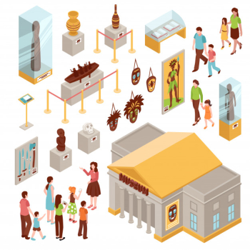 Museum isometric icons set Free Vector Museum isometric icons set Free Vector