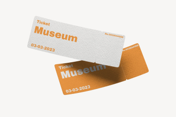 Museum ticket mockup, orange 3D | Free PSD Mockup - rawpixel