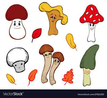 Mushrooms cartoon characters vector image Mushrooms cartoon characters vector image