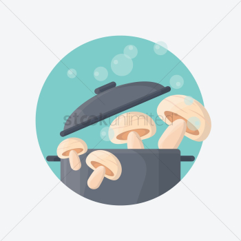 Mushrooms in cook-pot Mushrooms in cook-pot