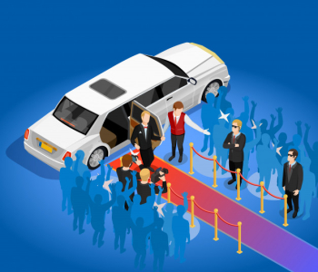 Music award celebrity limousin isometric illustration Free Vector
