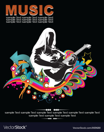 Music background with guitar player vector image