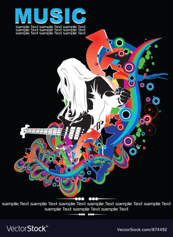 Music background with guitar player vector image