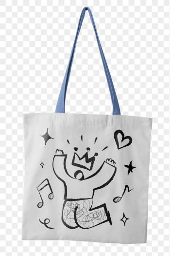 Music doodle tote bag png | Free PNG Mockup - rawpixel