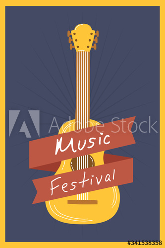 music fest poster with guitar instrument