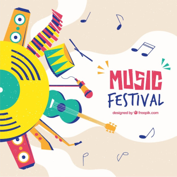 Music festival background in flat design Music festival background in flat design