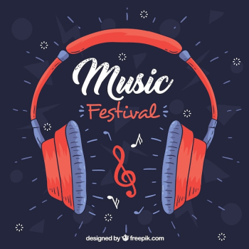 Music festival background with headphones Music festival background with headphones