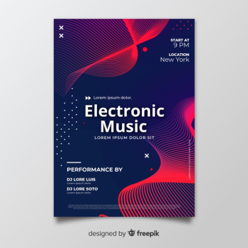 Music festival poster template with waves Free Vector Music festival poster template with waves Free Vector