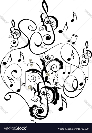 Music notes floral ornament vector image Music notes floral ornament vector image
