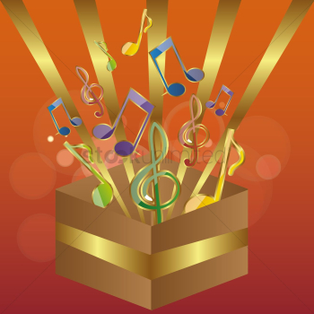 Music notes from a box Music notes from a box