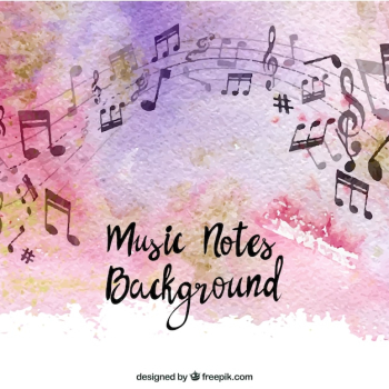 Music notes on watercolor background Music notes on watercolor background