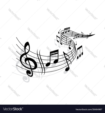 Music wave musical notes and treble clef vector image on VectorStock Music wave musical notes and treble clef vector image on VectorStock