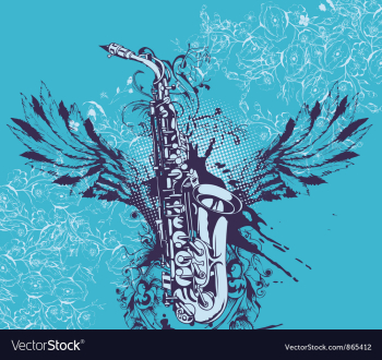 Music with saxophone vector image Music with saxophone vector image