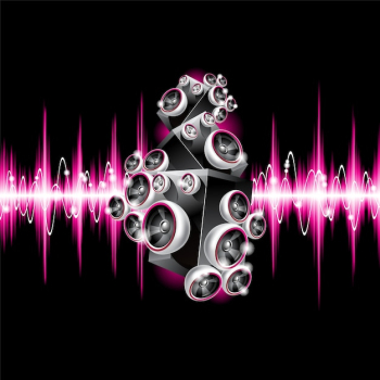 Musical background with pink sound waves