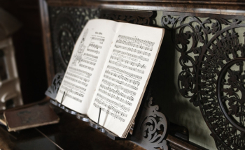 Musical Composition on Wooden Stand Musical Composition on Wooden Stand