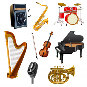 Musical instruments decorative icons set Musical instruments decorative icons set