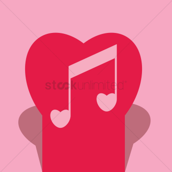 Musical note in heart Musical note in heart