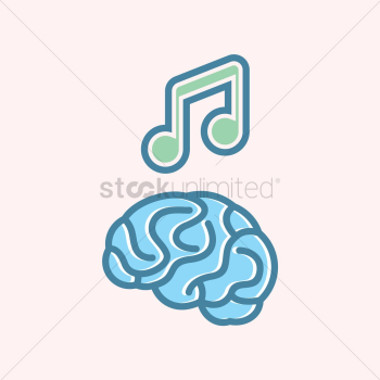 Musical note on brain Musical note on brain