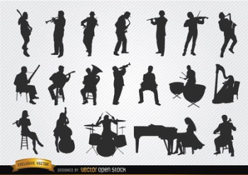 Musicians silhouettes set Musicians silhouettes set