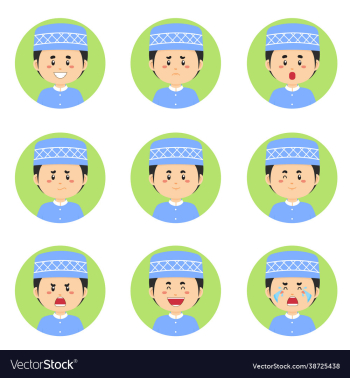 muslim avatar with various expression muslim avatar with various expression