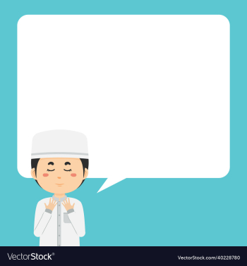 muslim character pray with text bubbles muslim character pray with text bubbles