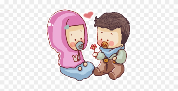 Muslim Infant Boy And Girl - Baby Muslimah Cartoon