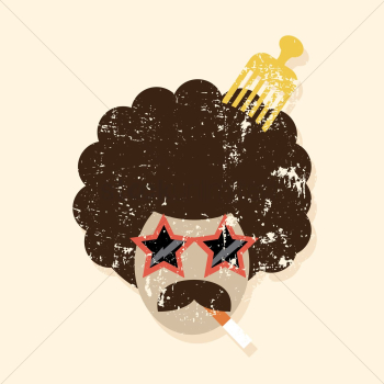 Mustache man with afro hairstyle Mustache man with afro hairstyle