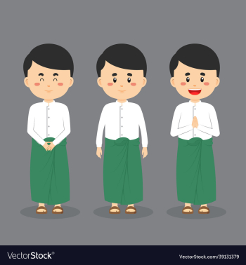 myanmar student character with expression