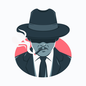 Mysterious mafia man smoking a cigarette Free Vector