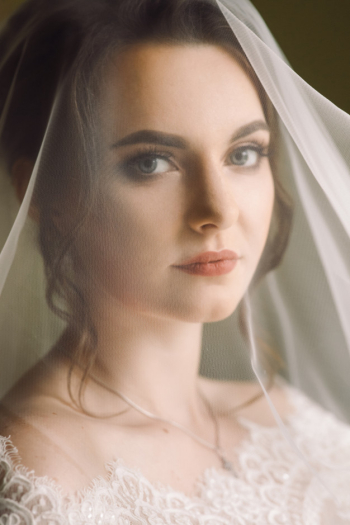 Mysterious portrait of a bride hidden under the veil Mysterious portrait of a bride hidden under the veil