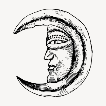 Mystical crescent moon clipart, vintage | Free Vector - rawpixel Mystical crescent moon clipart, vintage | Free Vector - rawpixel