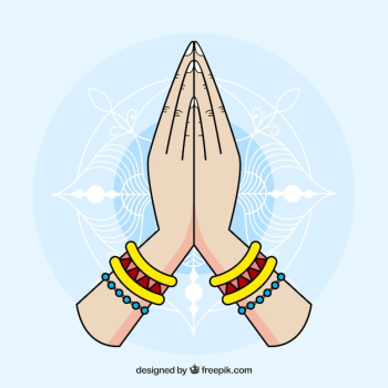 Namaste gesture with fun style Namaste gesture with fun style