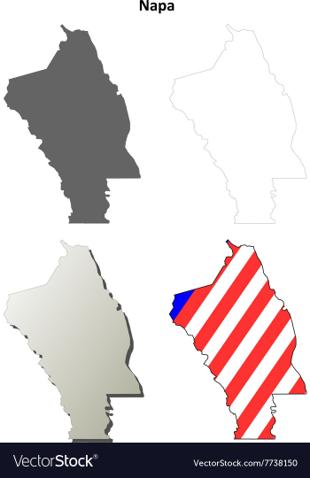 Napa County California outline map set vector image Napa County California outline map set vector image