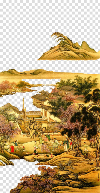 National Palace Museum China Qing dynasty Collections of the Palace Museum Painting, Spring Night Banquet Peach Garden transparent background PNG clipart