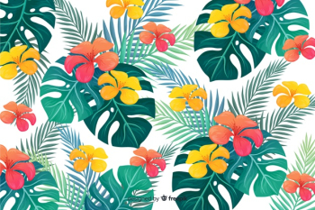 Natural background with tropical flowers Free Vector