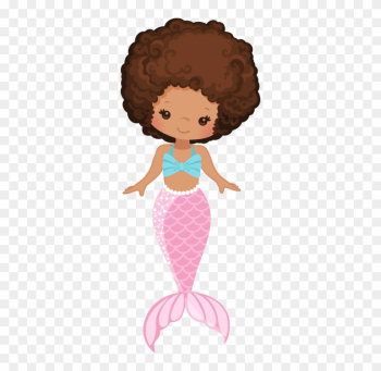 Natural Hair Afro Black Mermaid - Illustration