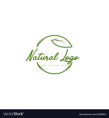 Natural logo design with leaf modern style vector image