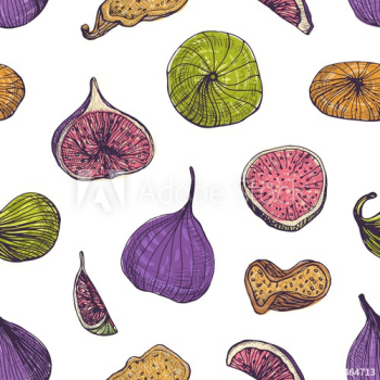 Natural seamless pattern with delicious fresh and dried figs Natural seamless pattern with delicious fresh and dried figs