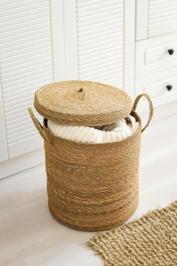 Natural Woven Storage Basket with Lid Natural Woven Storage Basket with Lid