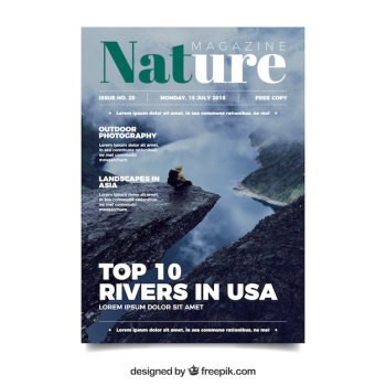 Nature magazine cover template with photo