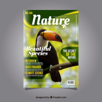 Nature magazine cover template with photo