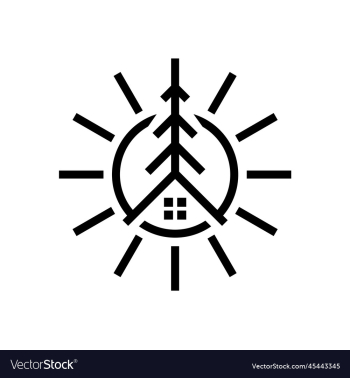 nature real estate with sunrise outline logo