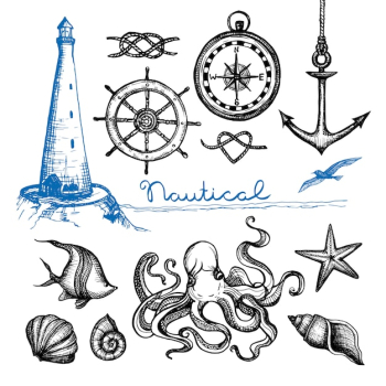 Nautical Hand Drawn Set Nautical Hand Drawn Set