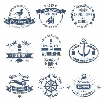 Nautical marine labels and logos set Nautical marine labels and logos set