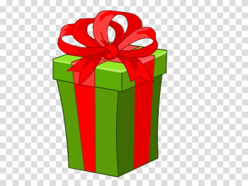 Navidad, green box with ribbon accent illustration transparent background PNG clipart