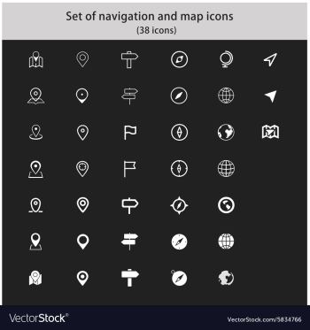Navigation map and cartography icon set vector image Navigation map and cartography icon set vector image